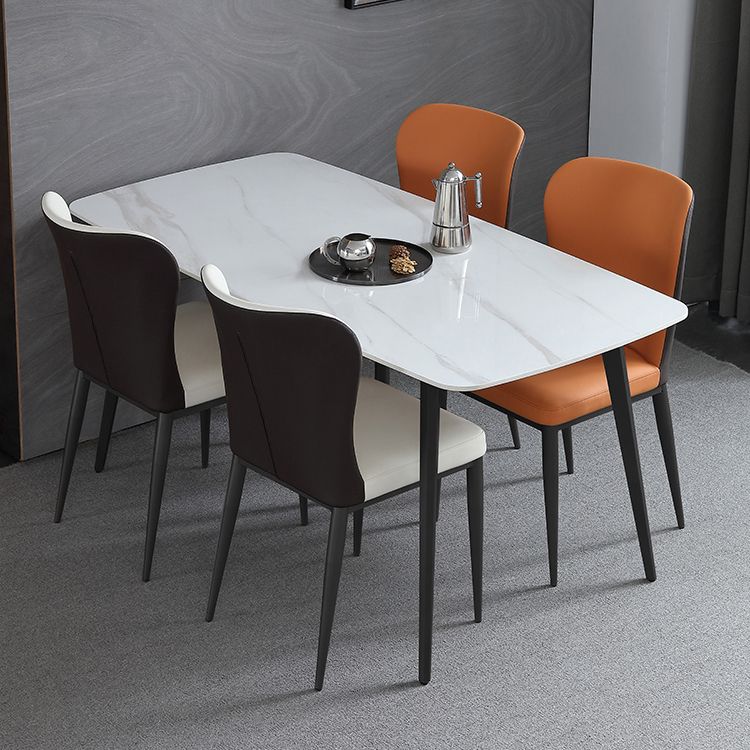 Sillas laterales de comedor con respaldo sólido contemporáneo Silla auxiliar de comedor de cuero para cocina