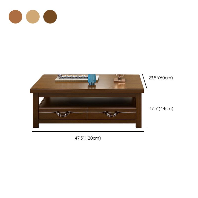 Contemporary with Storage Drawers Rectangular Solid Wood Single Coffee Table