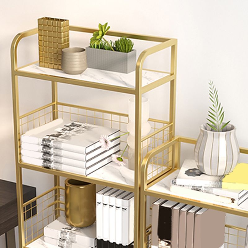 Metal Open Back Standard Bookshelf Modern Style Bookcase for Home Office