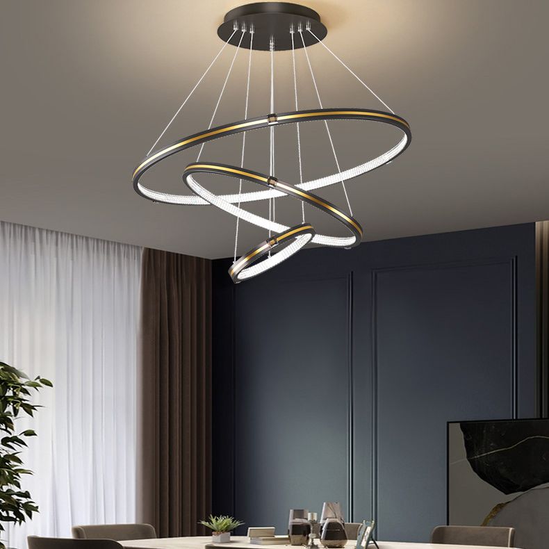 Lampada del lampadario moderno a ginnastica a anello di semplicità Lights Acrilico Ampiccamento a sospensione per il ristorante