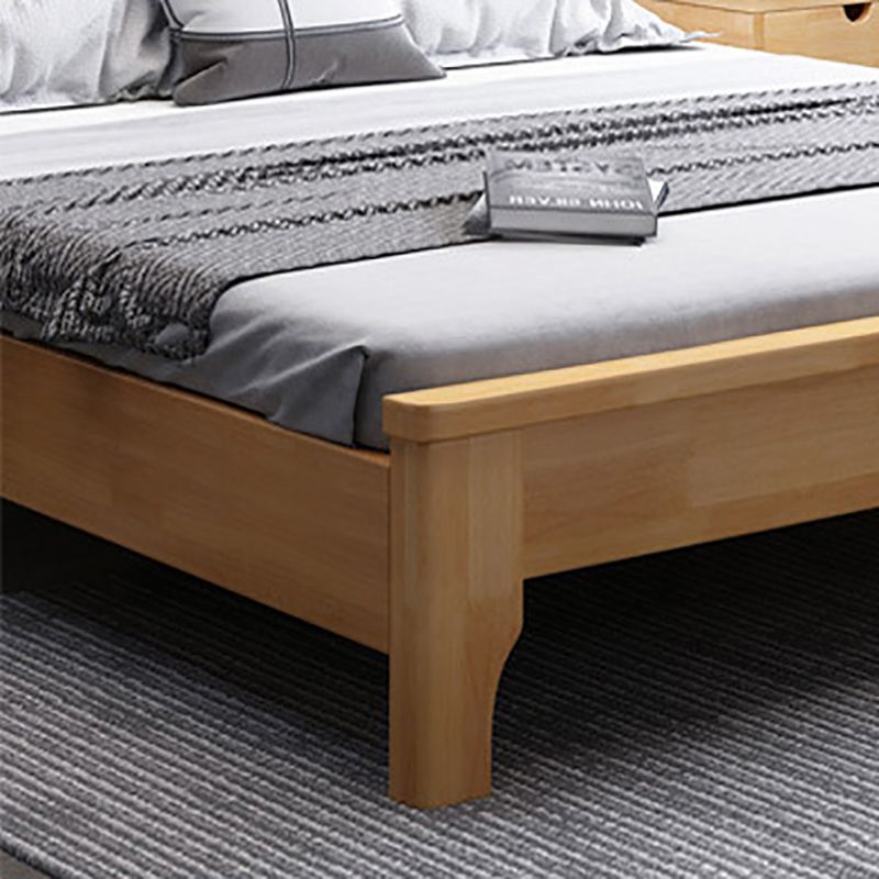 Solid Wood Platform Bed Rubberwood Platform Bed Frame Mid-Century Modern Natural