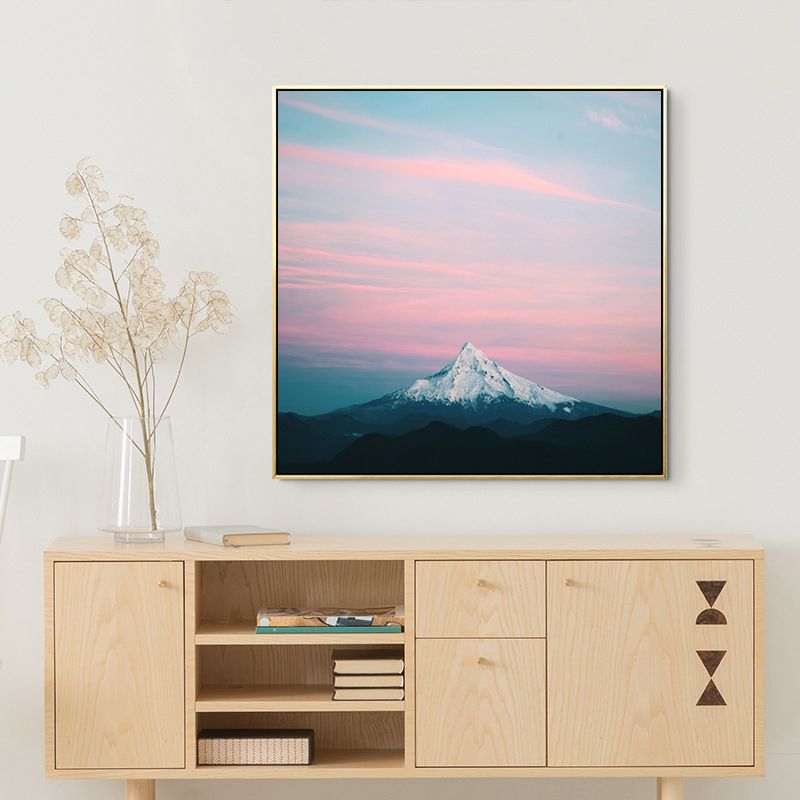 Pink Mount Fuji Canvas Print Nature Landscape Contemporary Textured Wall Art