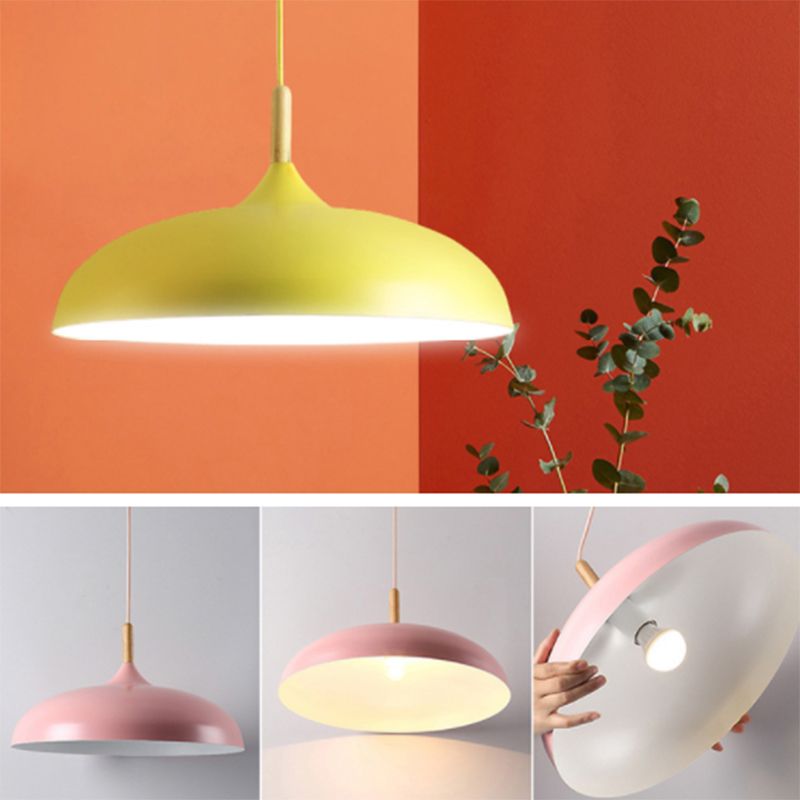 Fissaggi di illuminazione a sospensione cupola moderna legno 1 ciondolo luminoso