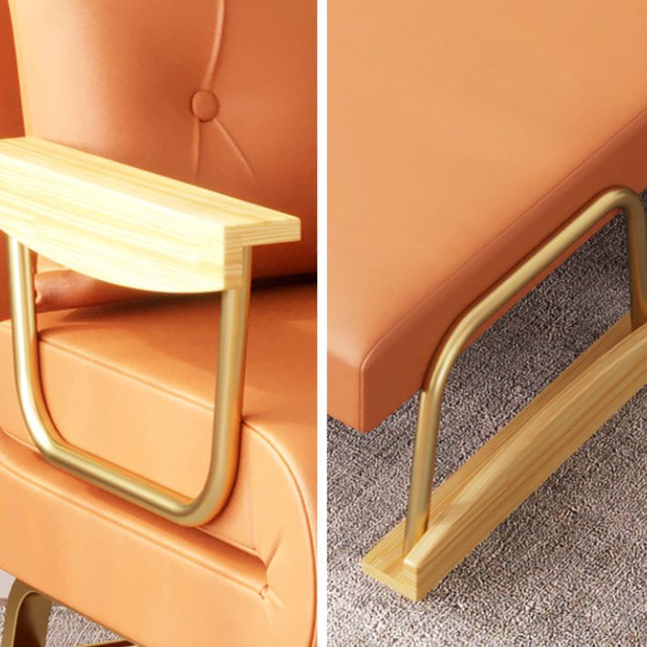 Glam Sofa Bed Bonded Leather Pillow Back Square Arms Sleeper Sofa