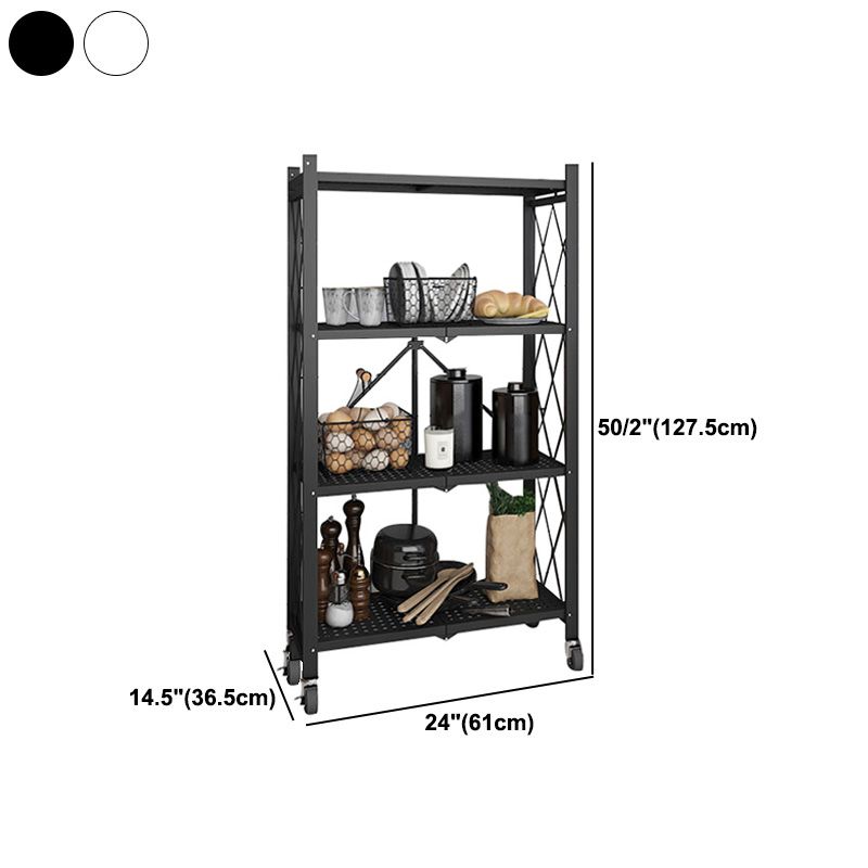 Industrial Folding Etagere Bookshelf Metal Open Bookshelf with Caster Wheels
