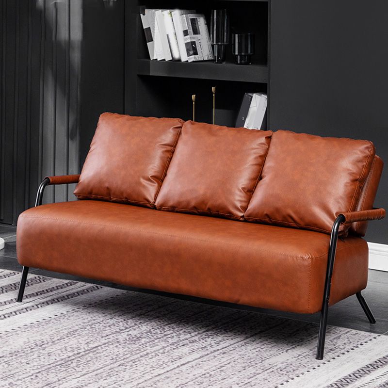 25.59" Wide Faux Leather Metal Frame Sofa 3 Seater Sofa for Living Room