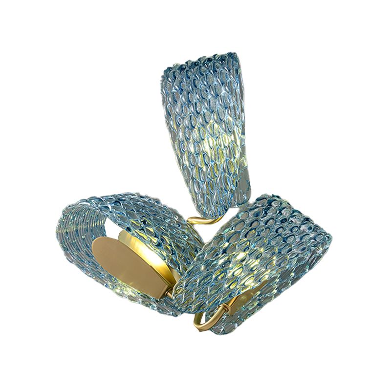 Modern Metal Wall Sconce Flower Shape Wall Light with Glass Shade for Bedroom