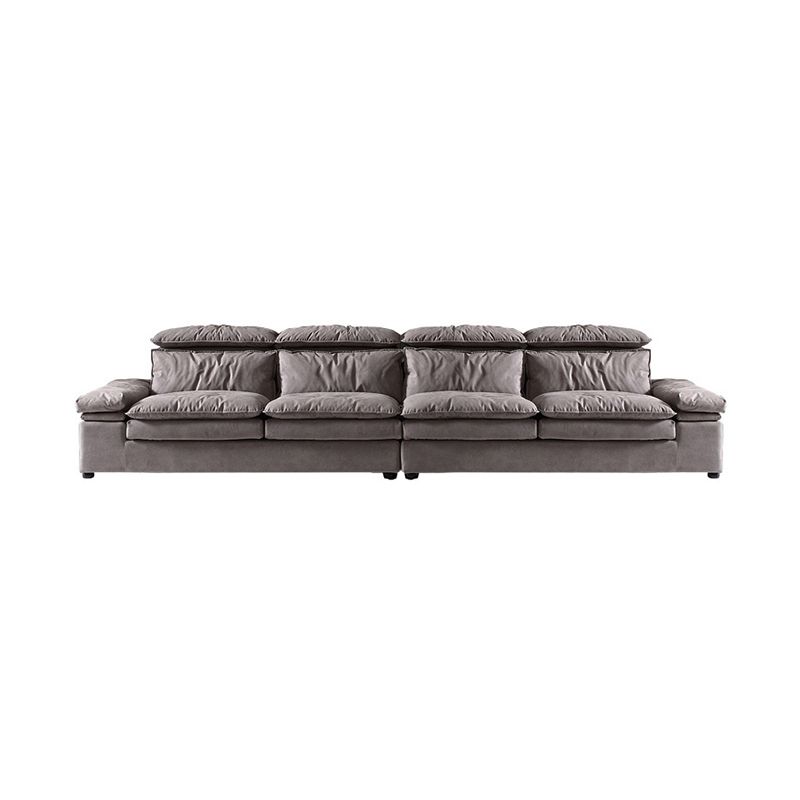 Armless Sofa Bed with Pillow Back Leather Sofa with Grey Solid Wood Frame