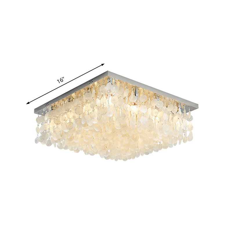 Plafoniera moderna quadrata a LED in cristallo con montaggio ad incasso, cromata, per camera da letto, larghezza 16"/19,5"/23,5"