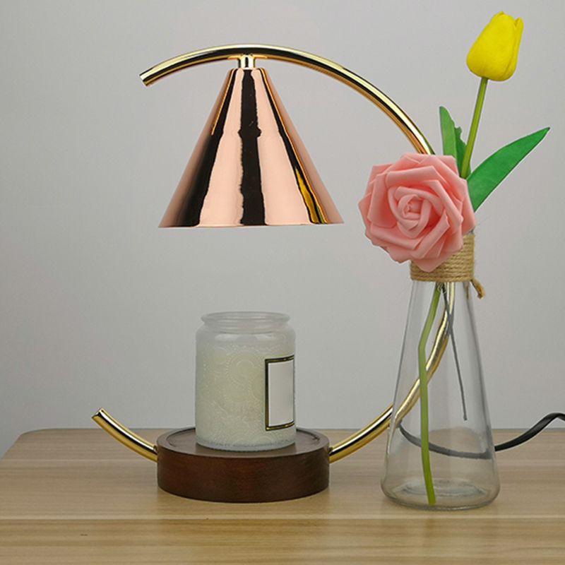 Nordic Style Iron Table Lamp Arc Shape Desk Light for Bedroom (Candle Not Included)