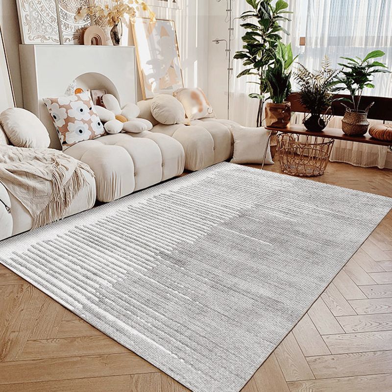 Brown Modern Rug Polyester Straight Line Rug Stain Resistant Rug for Living Room