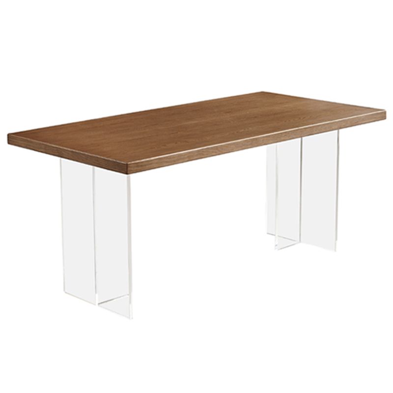 Simplicity Dinette Table Rectangle Solid Wood Dinner Table in Brown