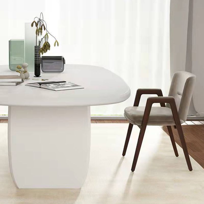 Modern Double Pedestal Table White Oval Dining Table for Home Kitchen