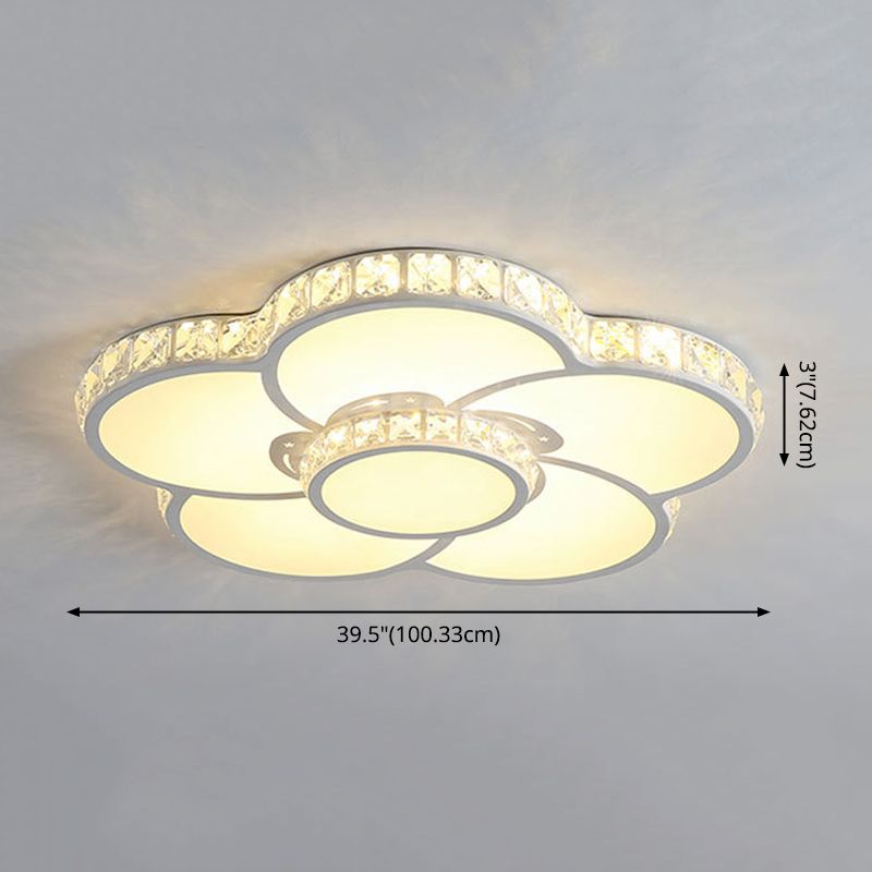 Vaporisateur à LED Floriated Crystal Flush Mount in Modern Creative Style Acrylic Ceiling Light for Bedroom