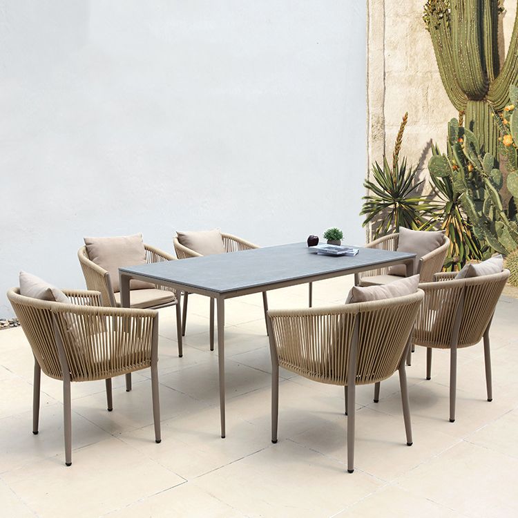 Bohemian Style 1/4/5/7 Pieces Dining Set Stone Dining Table Set for Outdoor