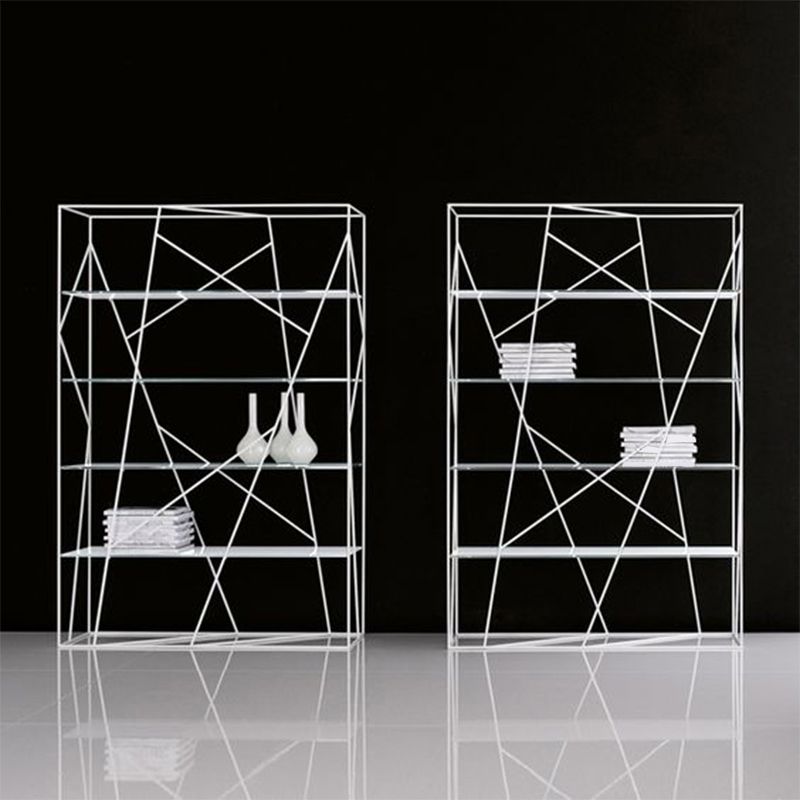 Metal Open Storage Bookshelf Industrial Rectangle Etagere Bookcase