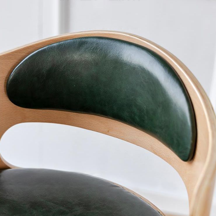 Contemporary Wood Stool Faux Leather Counter Stool in Matte Finish for Indoor