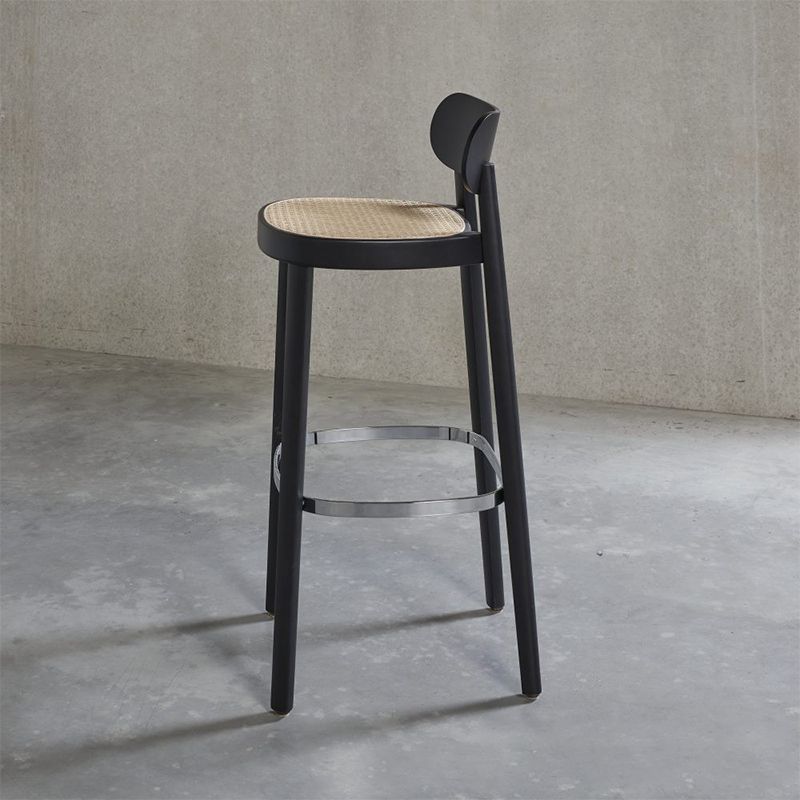 Wood Dining Stools Contemporary Armless Bar Stools with Footrest