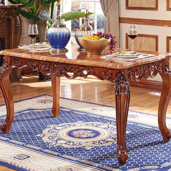Style victorien de table fixe de table à manger de couleur en bois de forme de rectangle avec 4 jambes