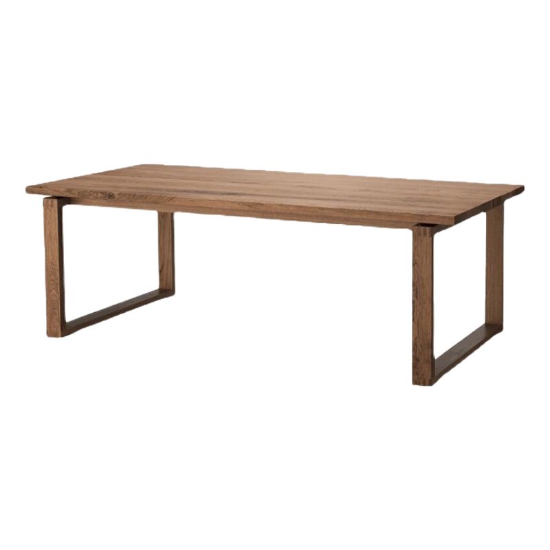Brown Dining Table Rectangle Contemporary Style Solid Wood Dinner Table for Home Kitchen