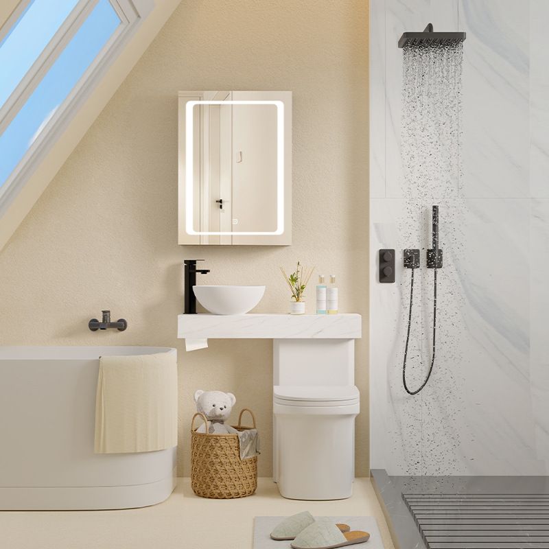Contemporary White Ceramic Flush Toilet Floor Mounted Urine Toilet with Seat for Washroom