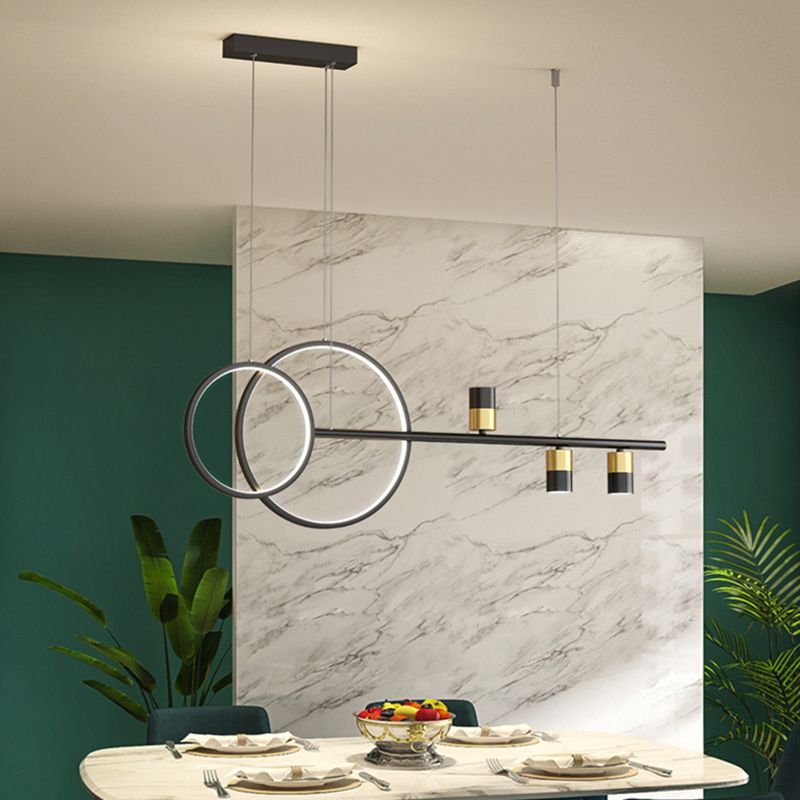 Black and Gold LED Island Pendant Light in Modern Creative Style Wrought Iron Linear Hanging Light with Acrylic Shade