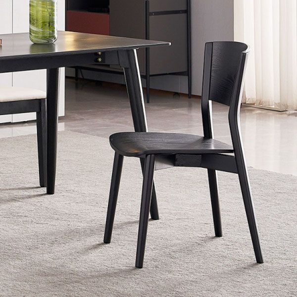 Contemporary Wood Dining Chair Open Back Dining Side Furniture in Matte Finish for Indoor