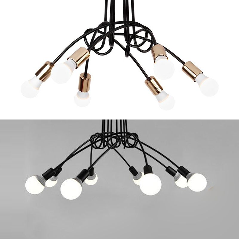 Industrial Style Ceiling Light Metal Multi Head Semi Flush-mount Lamp for Living Room