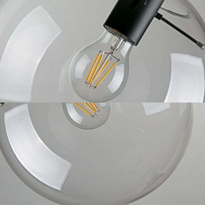 Café Bola Luz colgante de una luz Moderna de vidrio transparente Costilla de vidrio