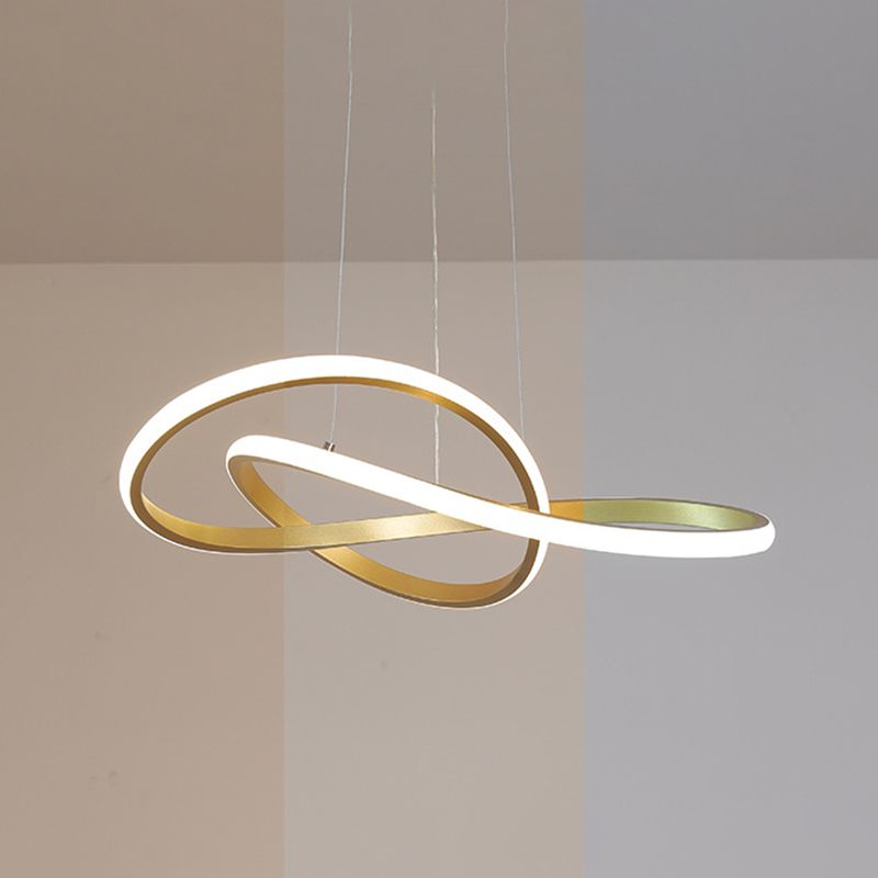Modern Simplicity Seamless Curves Chandelier Lamp Aluminum Hanging Pendant Lights for Restaurant