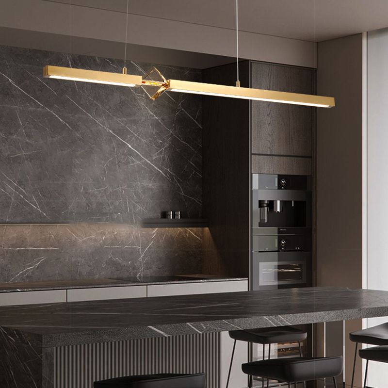 Lámpara moderna lámpara de lámpara de luz de metal lineal con cristal