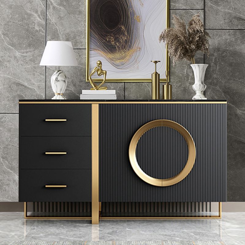 35.43"H Sideboard Glam Style Dining Server with 3 Drawers for Living Room Kitchen