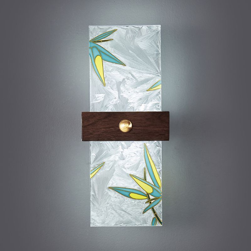 1-Light Wooden Wall Sconce Modern Simple Wall Mount Lamp with Acrylic Shade for Bedroom