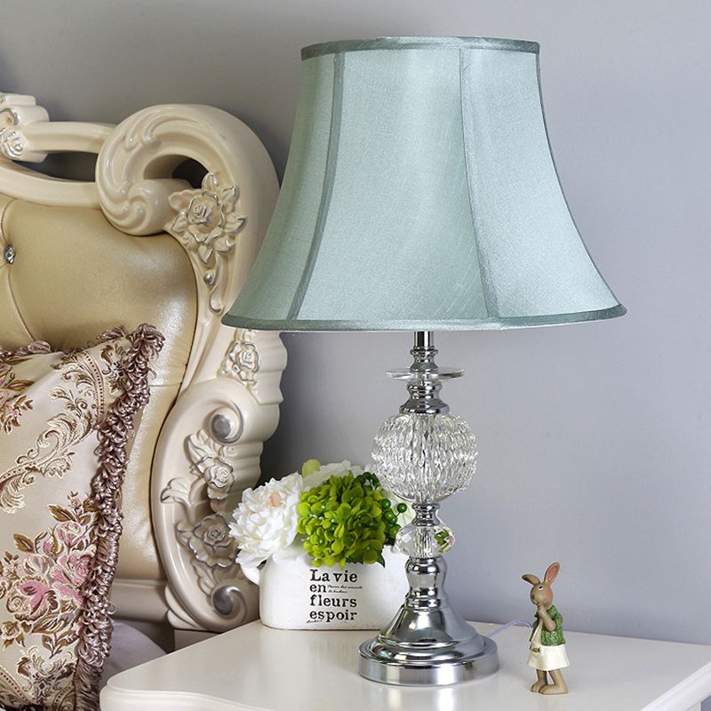 1 tête de salle à manger lampe de bureau nordique Blue Task Light avec une teinte en tissu de cloche lambrissé