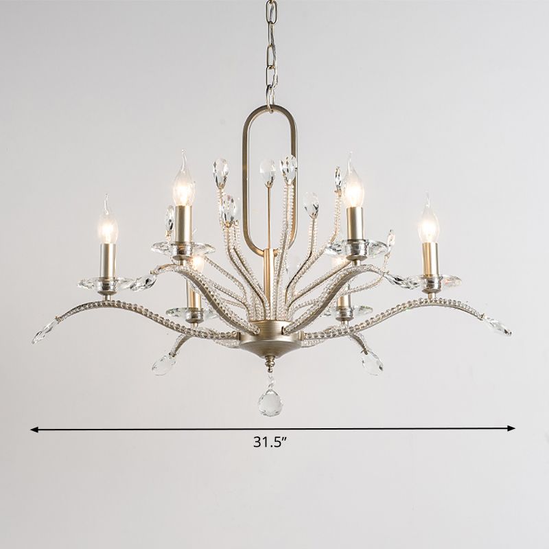 6/8 lumières Crystal lustre lamp minimalisme argent candélabre salon suspendu luminaire