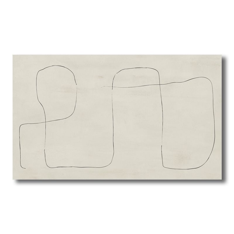 Beige Mountain Wall Art Abstract Line Drawing Minimalist Textured Canvas Print for Room