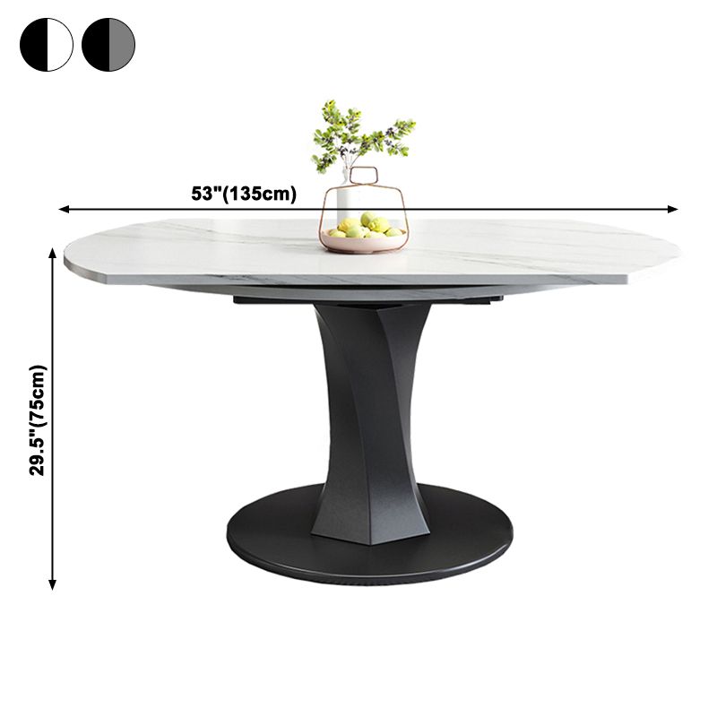 Simplicity Round Dining Room Table Sintered Stone Table with Pedestal Base