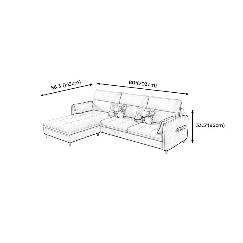 79.92"D x 56.3"W x 33.46"H 3-Seat Cushion Back Tufted Sectional with Storage