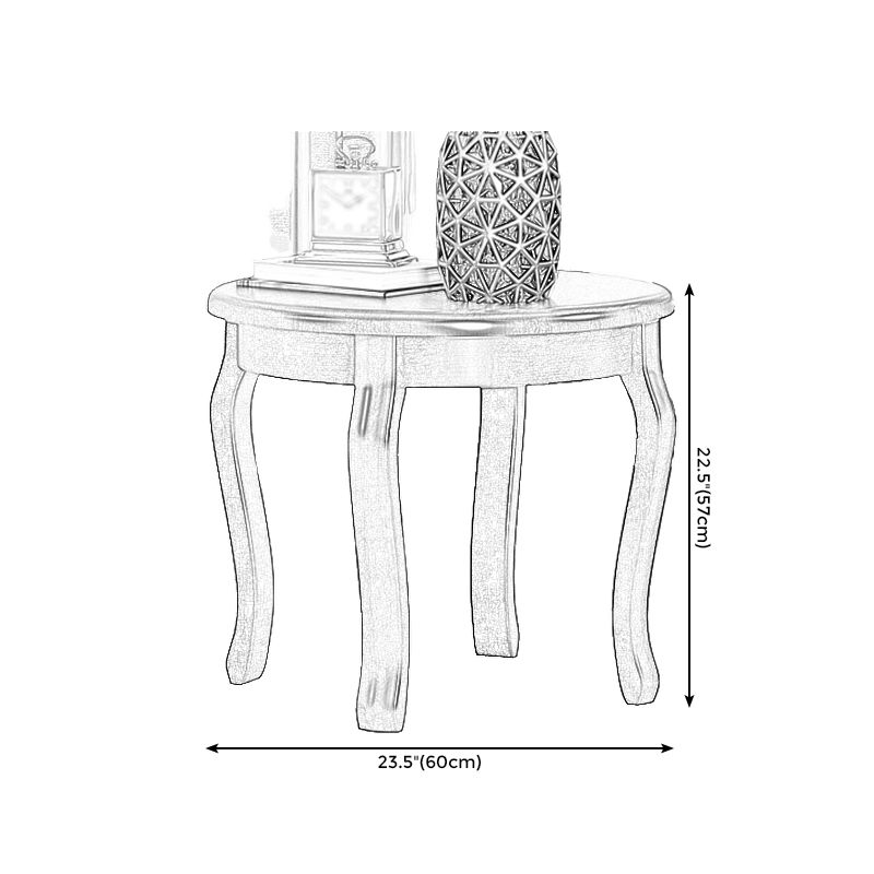 22.4" Tall 4 Legs End Table Solid Wood Round Side Table for Living Room