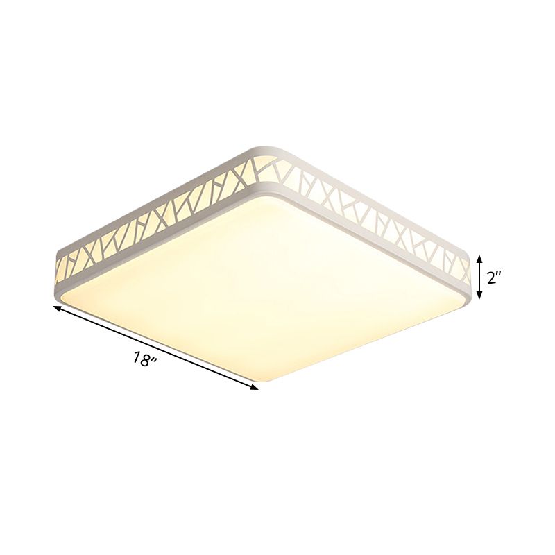 Lámpara de techo empotrada en forma de caja cuadrada, montaje empotrado LED metálico integrado contemporáneo en blanco