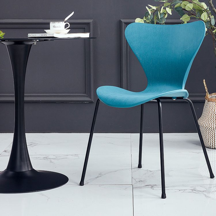 Sillas de comedor de metal contemporáneo, silla lateral sin brazos para cocina
