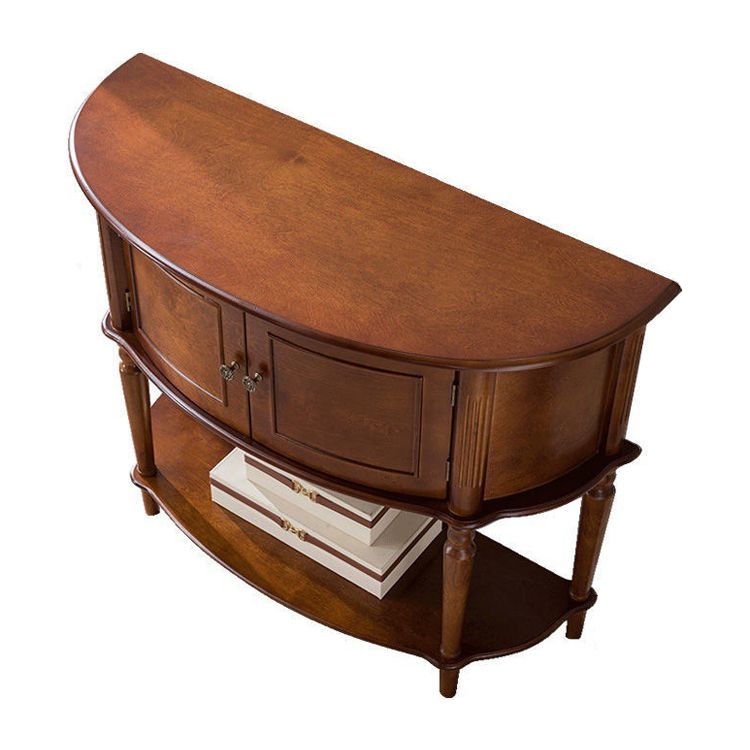 Mid-Century Modern Wooden End Table Half Moon Accent Table for Hall