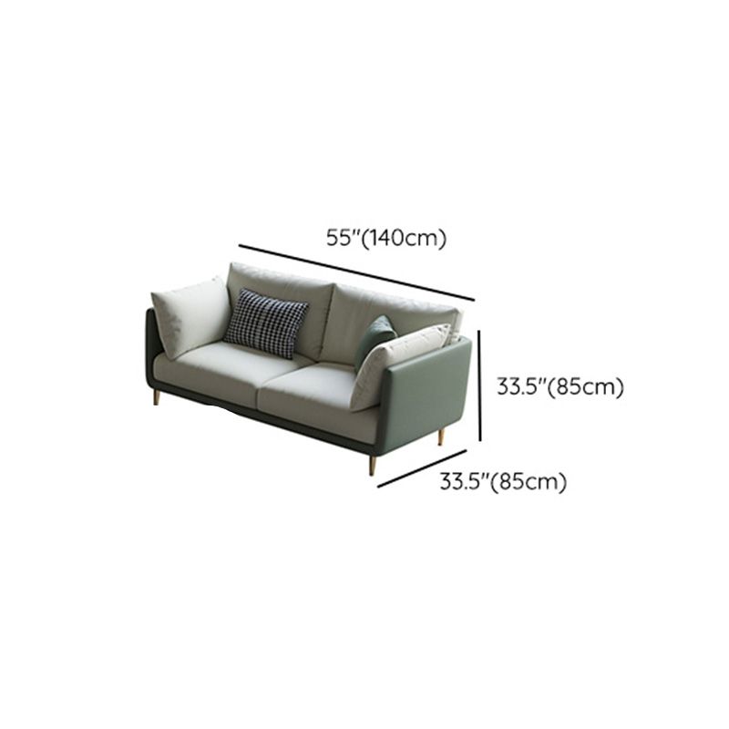 Contemporary Faux Leather Sofa with Pillows Back and Pillow Top Arm