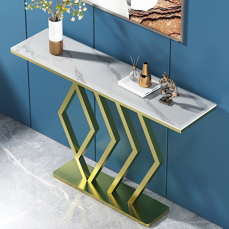 31.5-inch Tall Hall Console Table Glam Stone Accent Table with 1 Shelf