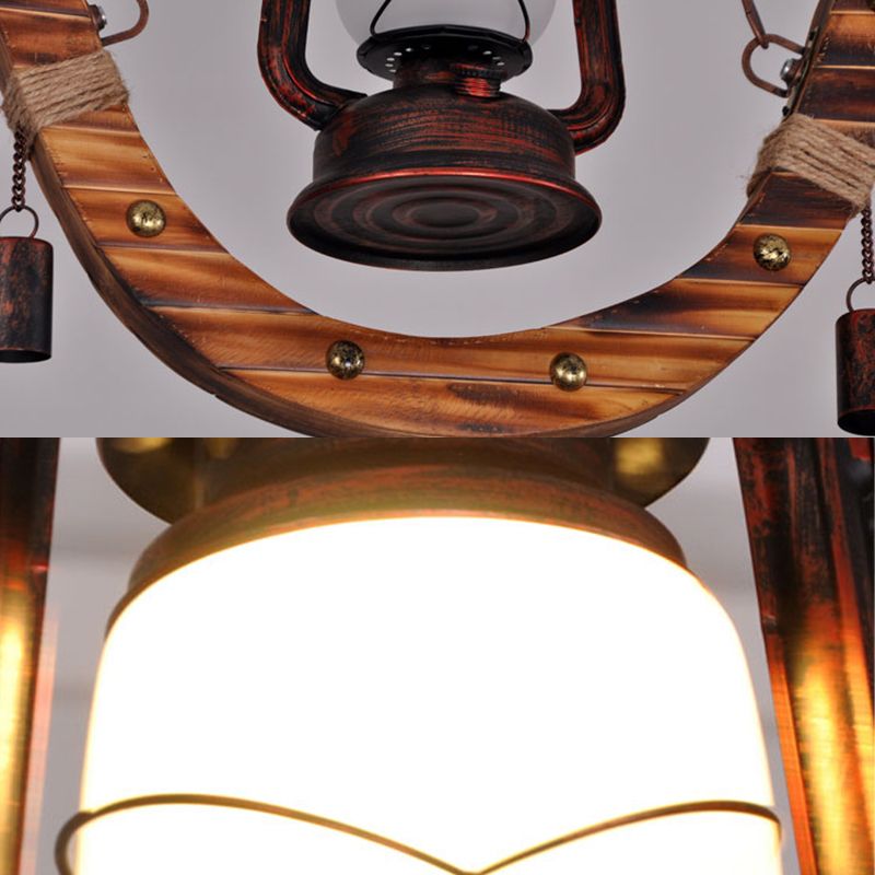 Houten anker nautische stijl hangende licht retro kerosinelampvormige enkele lampverlichtingshanger voor coffeeshop