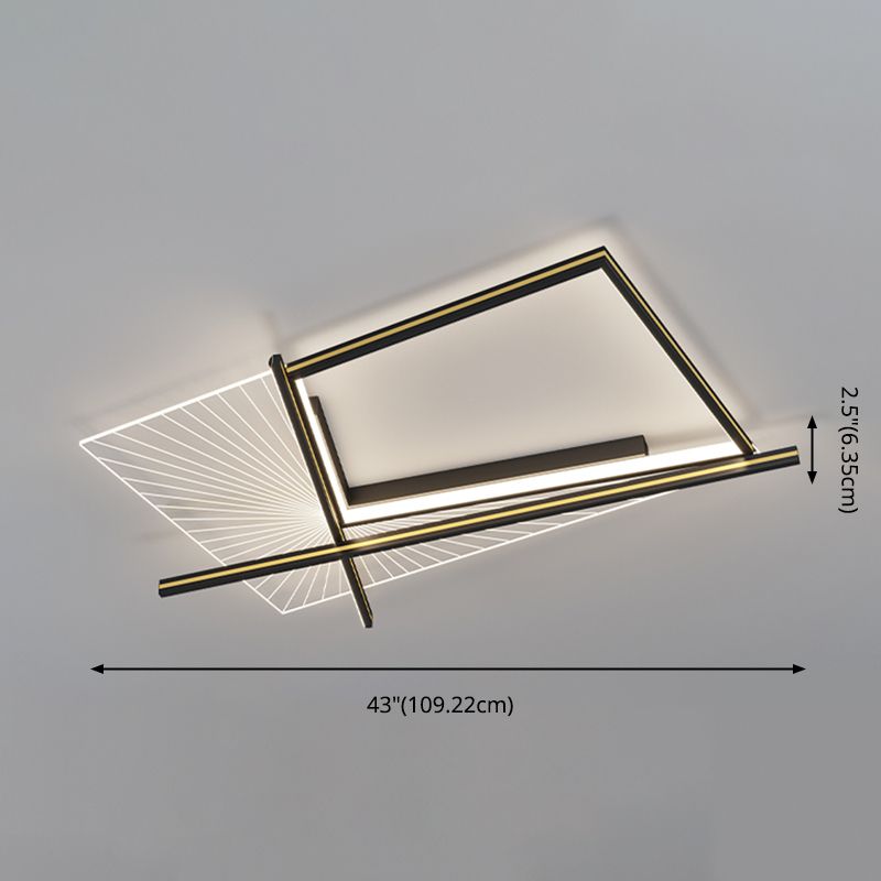 Minimalisme Aluminium LED Ceiling Mounted Light Squared 1-Light Flush Light for Living Room
