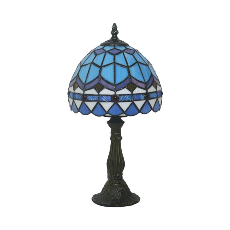 1 Tableau de bulbe Éclairage Tiffany Bol en forme de lampe de nuit en verre taché en jaune / bleu avec balise