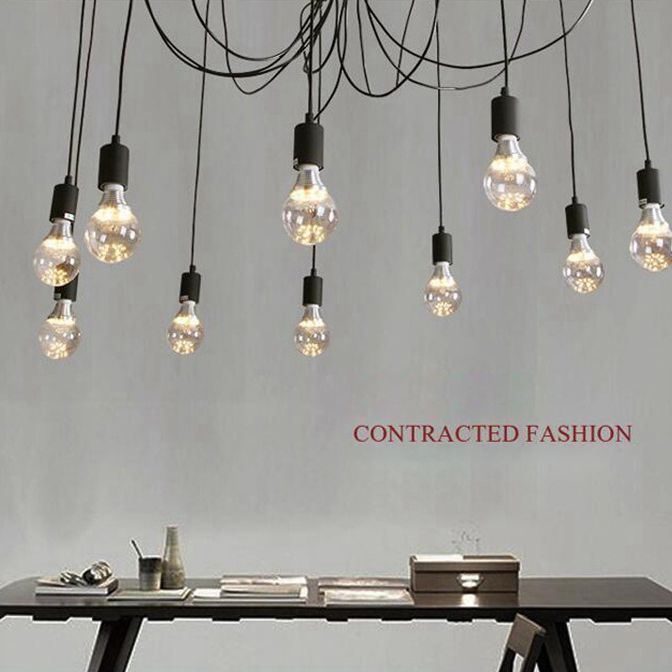 Edison Bulb Multi-Light Pendse Estilo industrial Industrial Techo metálico Black Hang Light