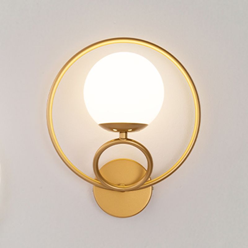 Modern Wall Mount Lamp 1-Light Spherical with Glass Shade for Bedroom
