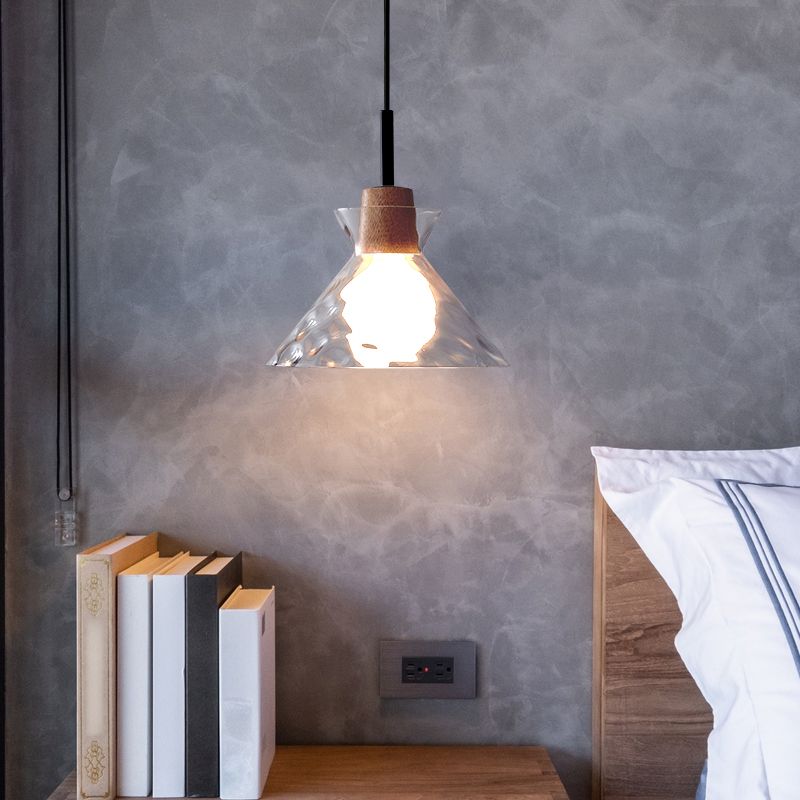 1-Light Geometric Shape Hanging Light Nordic Style Pendant Lamp with Clear Glass Shade